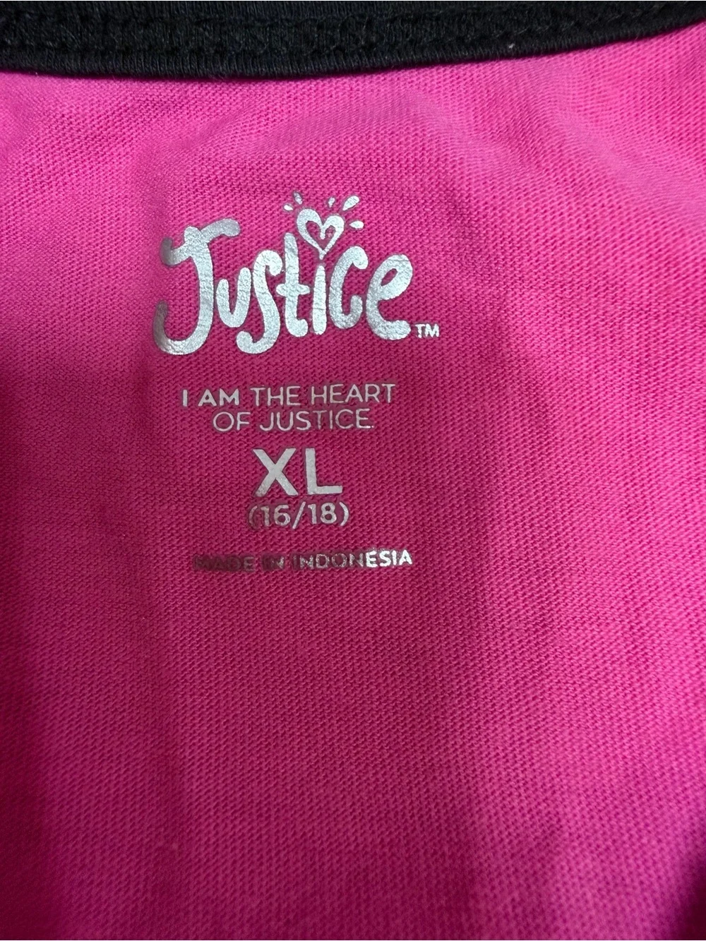 Justice Girls XL 16/18 Pink Black Rainbow Graphic Knot Front Raglan Tee Shirt